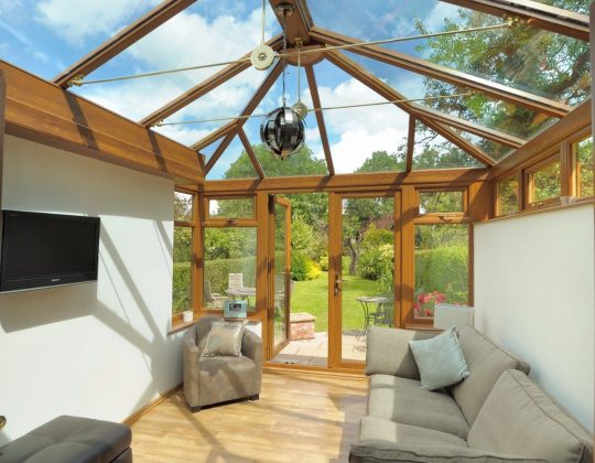 Global SynerJy Golden Oak 5 Edwardian conservatory internal